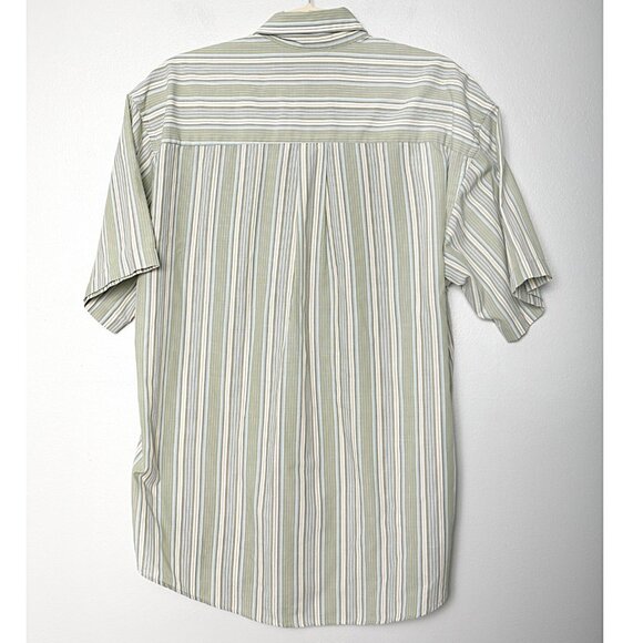 Van Heusen Stripe Short Sleeve Shirt Button Down Lightweight Casual Green - Picture 3 of 9